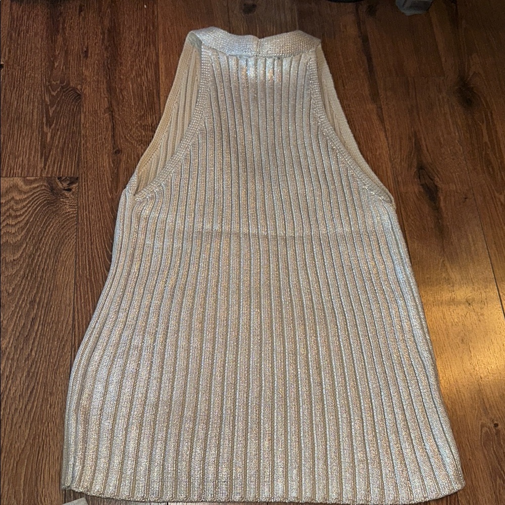 DKNY Jeans metallic ribbed knit tank top XL - Picture 4 of 5